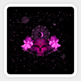 Skull with celtic knot and flowers Sticker